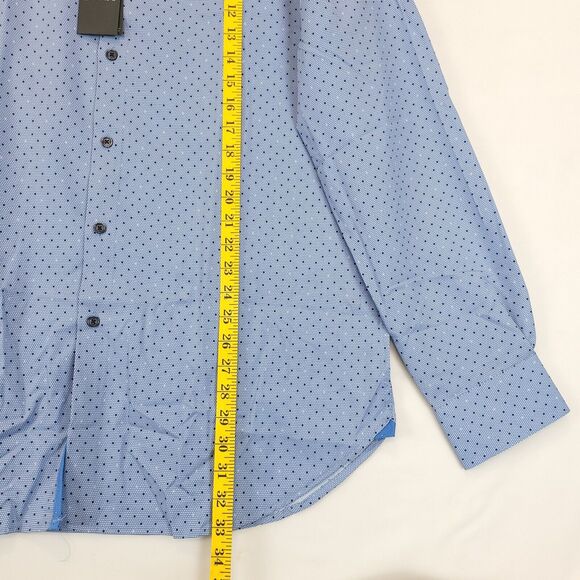 WRK Work Rest Karma Geo Dot Dress Shirt 4 Way Stretch Flip Cuff Men 18 Blue - Picture 5 of 13